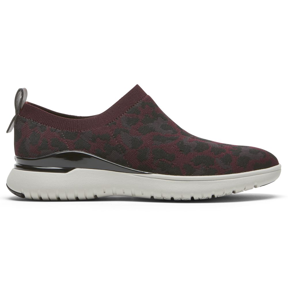 Scarpe Slip-On Rockport Donna - Total Motion Sport High - Nere/Bordeaux - WVLSROP-50